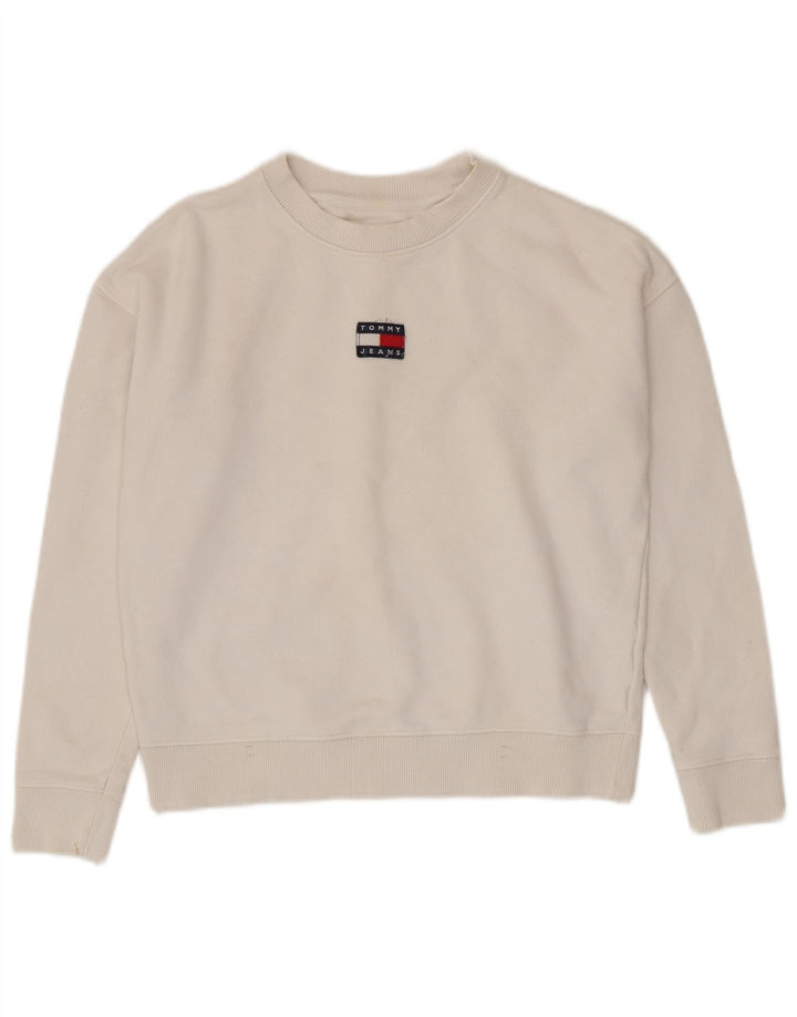 Tommy Hilfiger Womens Crop Graphic Sweatshirt Jumper UK 10 Small White