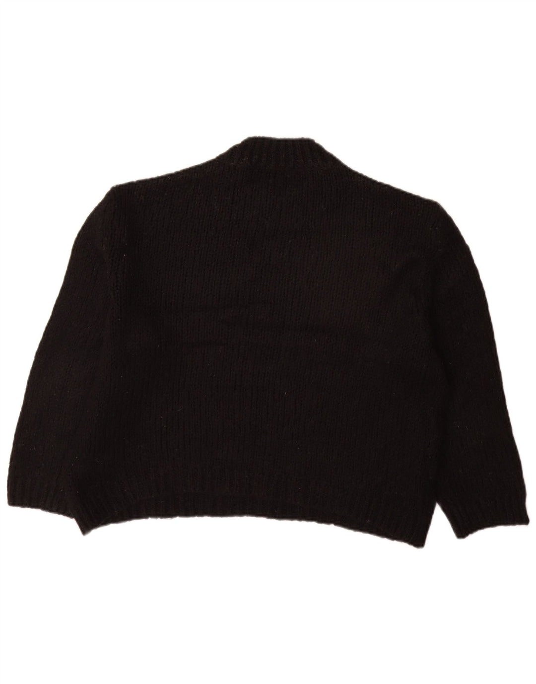 ZARA Womens Oversized Crew Neck Jumper Sweater UK 10 Small Black Acrylic
