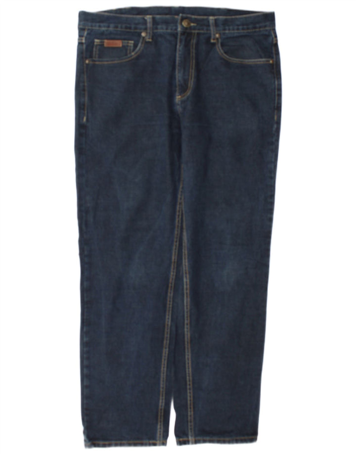 Farah Mens Straight Jeans W36 L32 Navy Blue Cotton