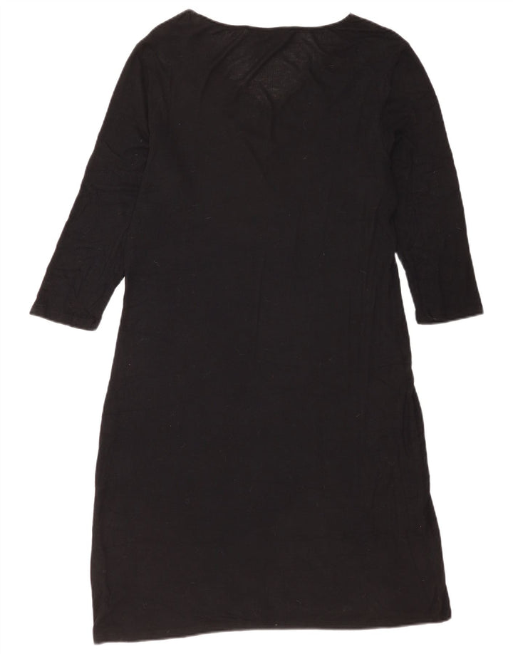 Marks & Spencer Womens 3/4 Sleeve Shift Dress UK 14 Large Black Modal