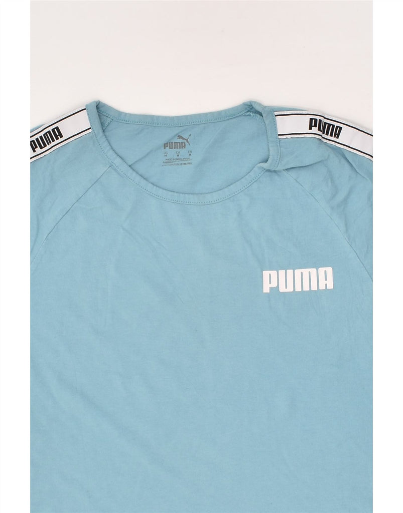 PUMA Womens Graphic T-Shirt Top UK 12 Medium Blue Cotton | Vintage Puma | Thrift | Second-Hand Puma | Used Clothing | Messina Hembry 