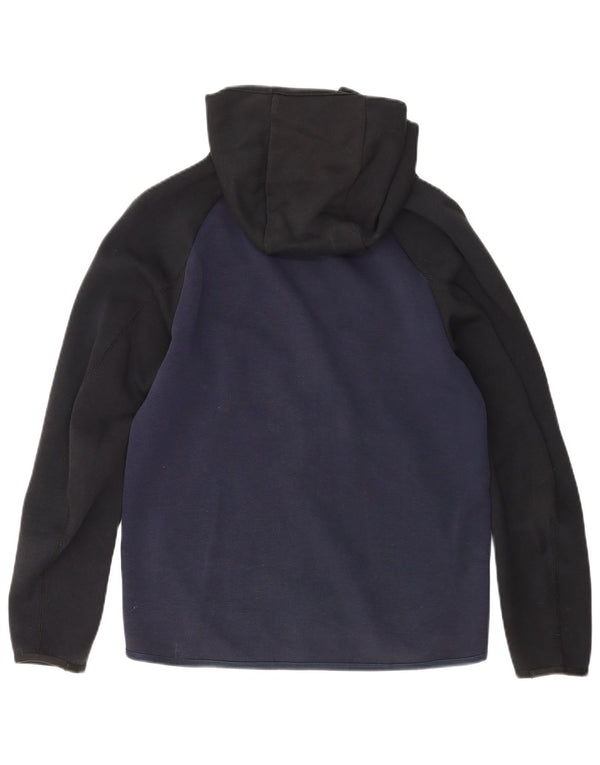 Nike Mens Zip Hoodie Sweater Small Navy Blue Colourblock Cotton