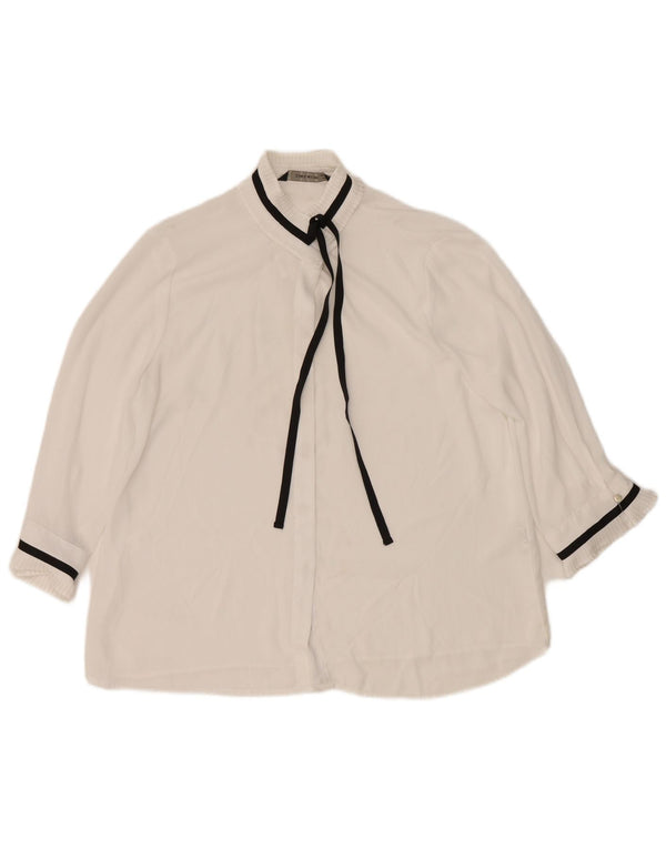 Zara Womens 3/4 Sleeve Shirt Blouse UK 14 Medium White Polyester