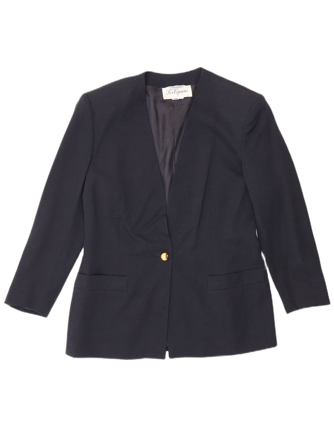 Les Copains Womens 1 Button Blazer Jacket UK 14 Medium Navy Blue