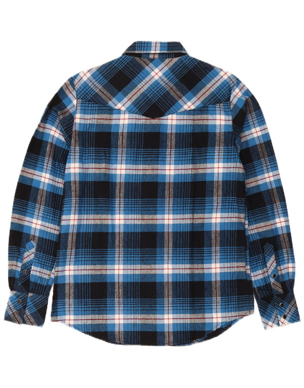 Payper Mens Regular Fit Flannel Shirt Small Blue Plaid Cotton