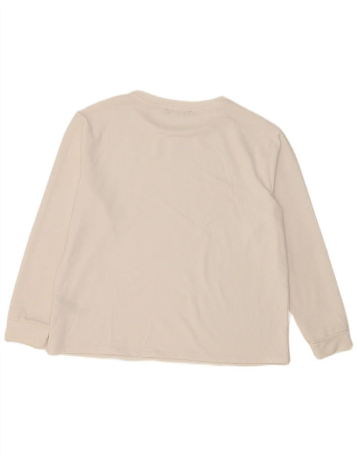 Marks & Spencer Womens Top Long Sleeve UK 14 Large White Spotted Polyester