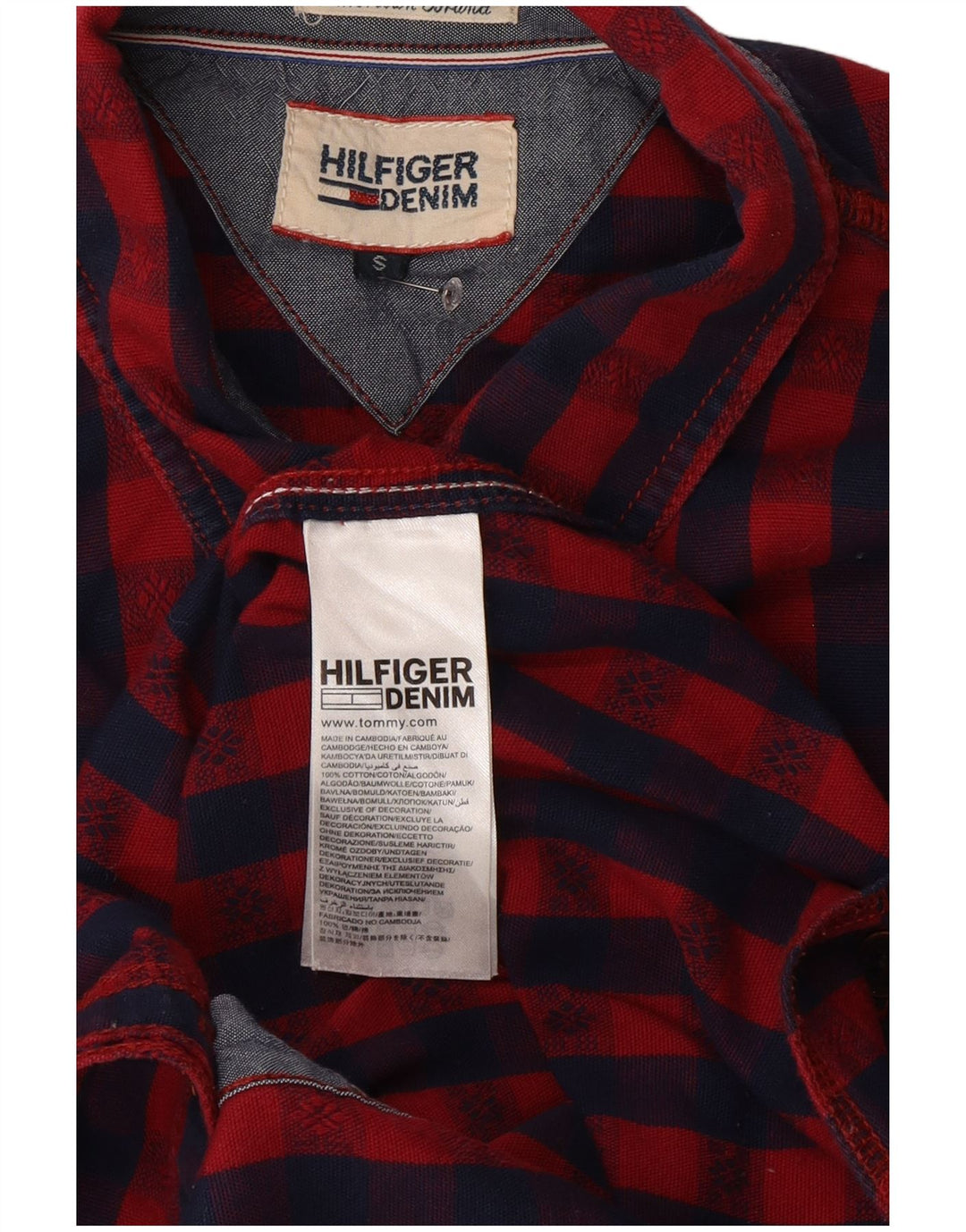 Tommy Hilfiger Mens Regular Fit Shirt Small Red Check Cotton
