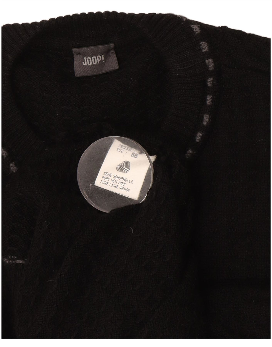 Joop Mens Crew Neck Jumper Sweater EU 56 XL Black Wool