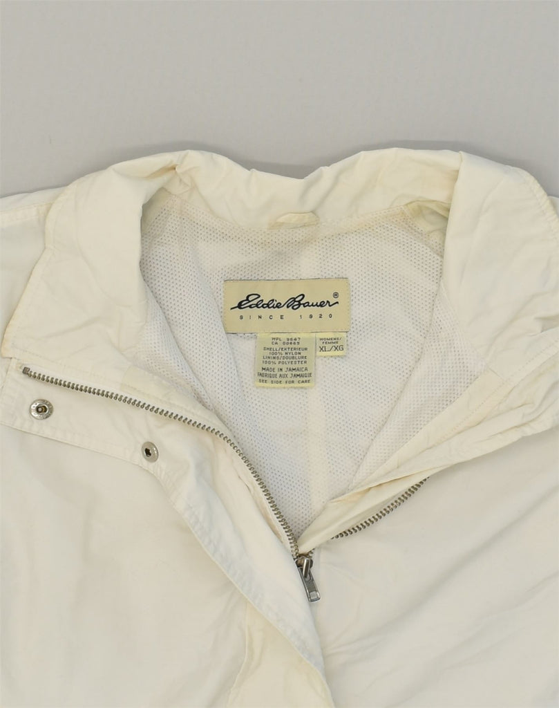 EDDIE BAUER Womens Rain Jacket UK 18 XL White Nylon | Vintage Eddie Bauer | Thrift | Second-Hand Eddie Bauer | Used Clothing | Messina Hembry 