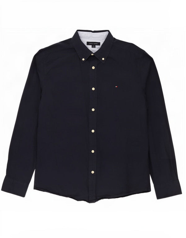 Tommy Hilfiger Mens Shirt Medium Navy Blue Cotton