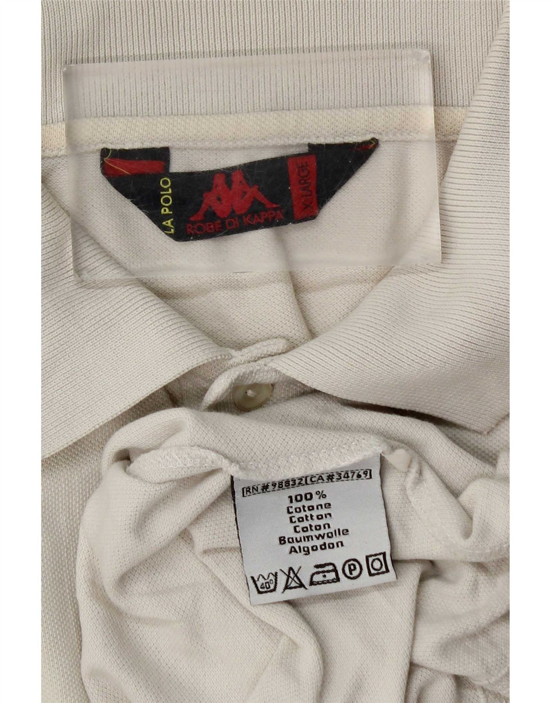 Kappa Mens Polo Shirt XL Beige Cotton