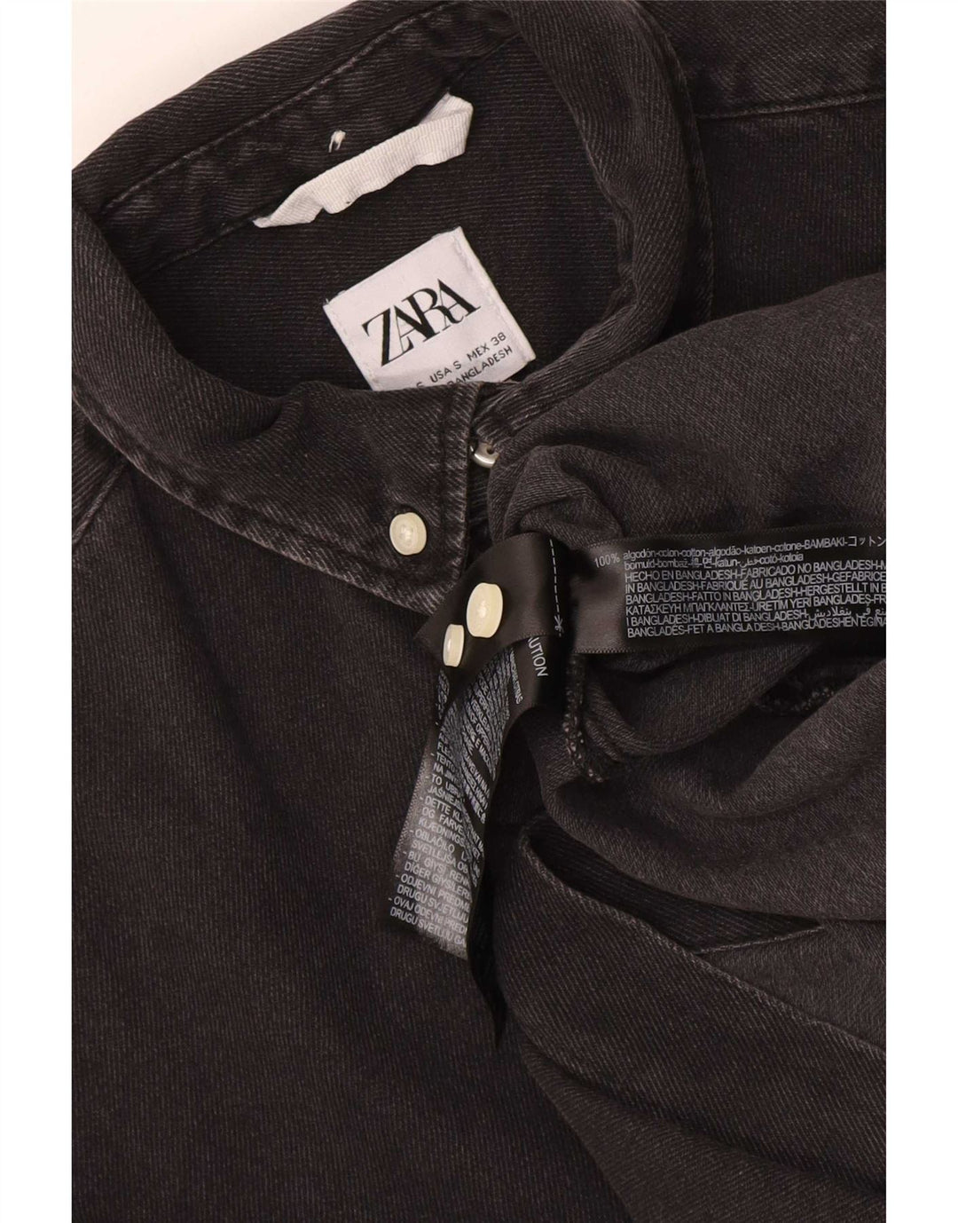 Zara Mens Denim Shirt Small Black Cotton