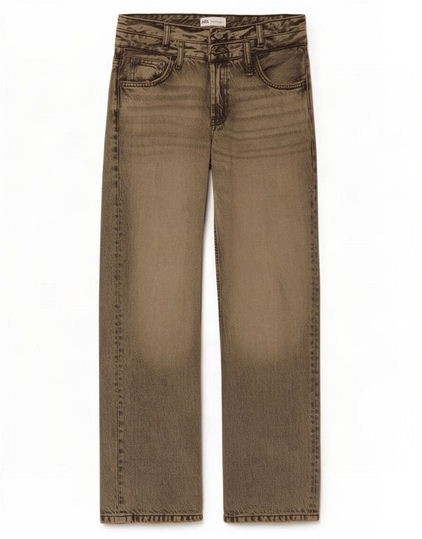 Zara Womens High Waist Wide Leg Jeans EU 36 XS W26 L29 Grey Cotton