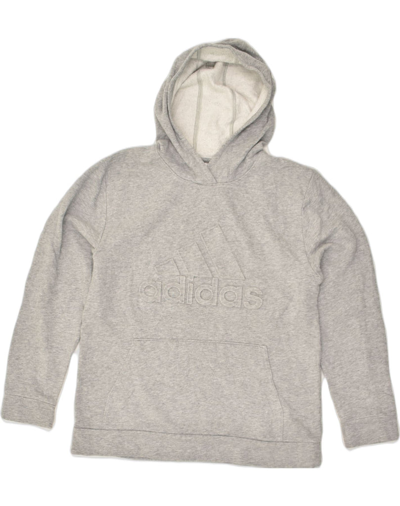 ADIDAS Boys Graphic Hoodie Jumper 15-16 Years XL Grey Cotton | Vintage Adidas | Thrift | Second-Hand Adidas | Used Clothing | Messina Hembry 