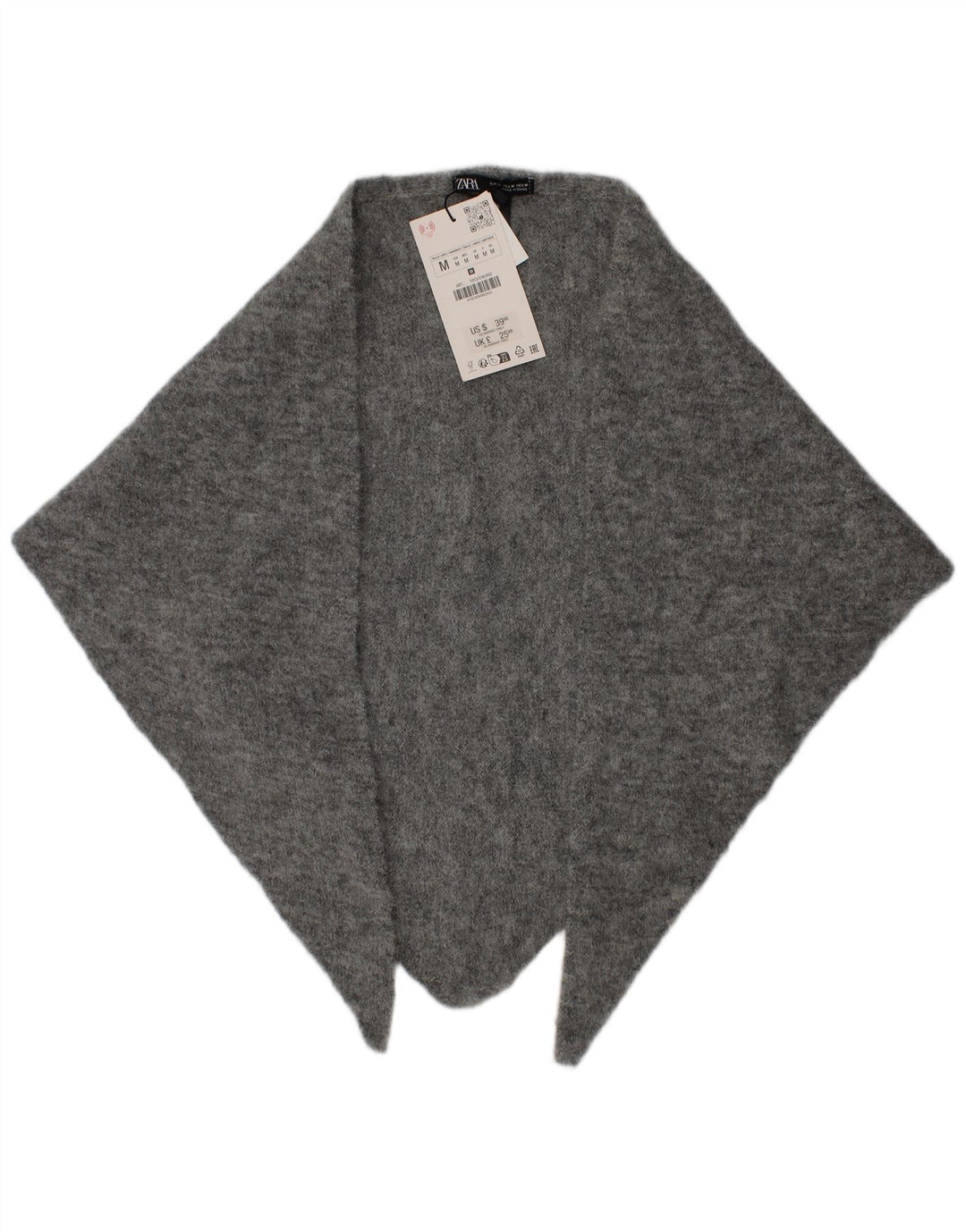 Zara Womens Knit Shawl Medium Grey Acrylic