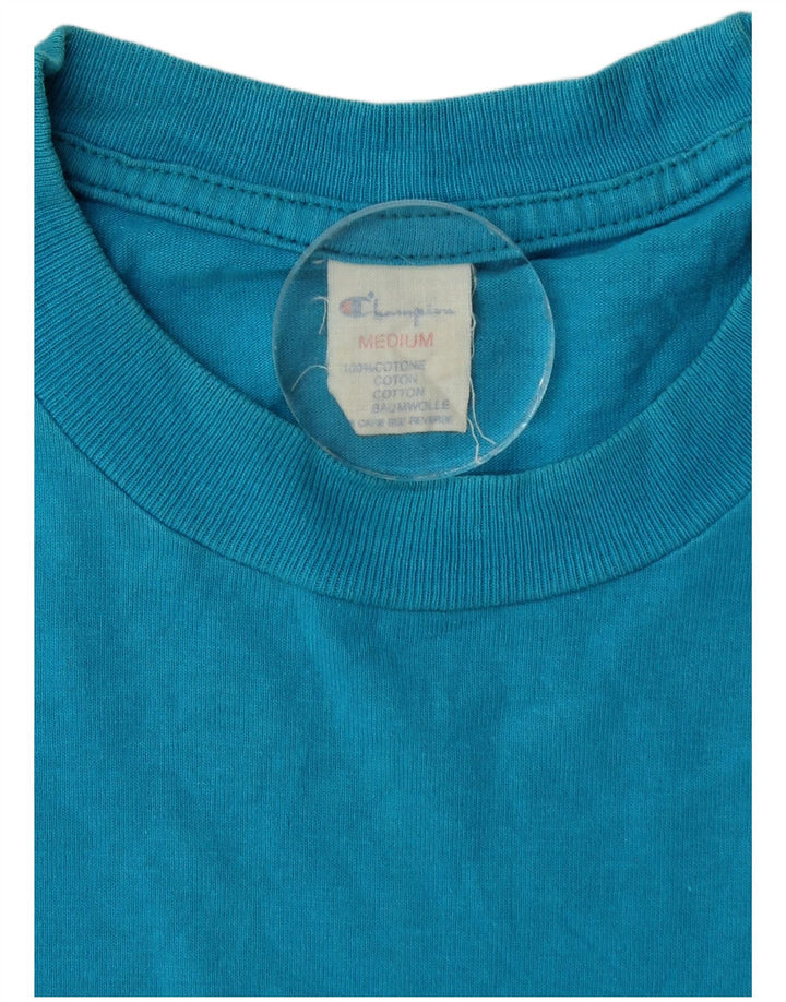 Champion Mens Graphic T-Shirt Top Medium Blue Cotton