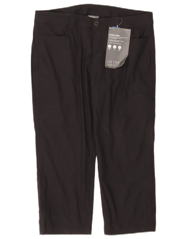 Eddie Bauer Womens Cargo Capri Trousers US 10 Large W34 L21 Navy Blue Nylon