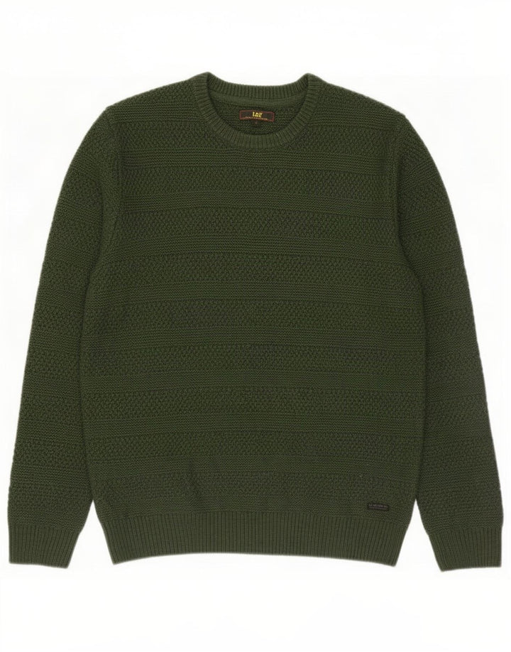 Lee Mens Crew Neck Jumper Sweater Large Green Acrylic