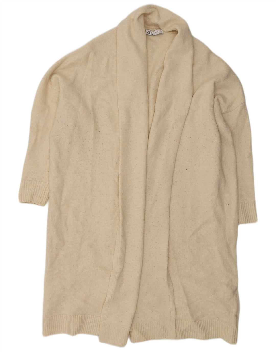 Zara Womens Oversized Longline Open Cardigan Sweater UK 10 Small Off White