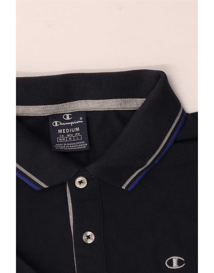 Champion Mens Polo Shirt Medium Navy Blue Striped