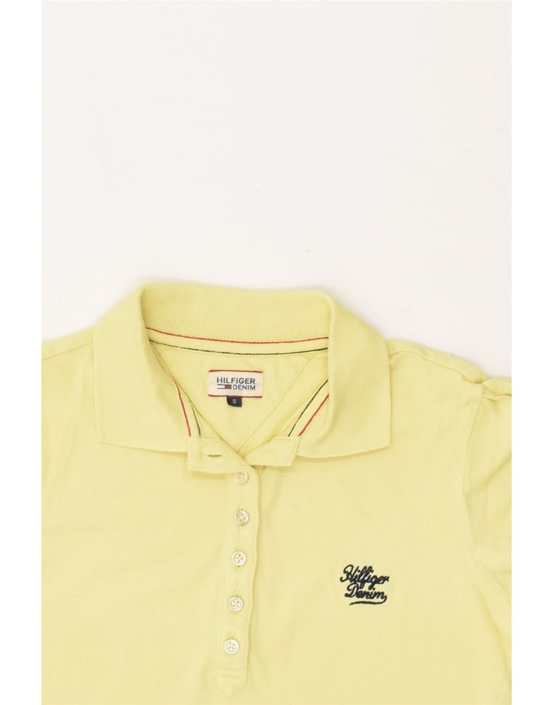 TOMMY HILFIGER Womens Polo Shirt UK 10 Small Yellow Cotton | Vintage Tommy Hilfiger | Thrift | Second-Hand Tommy Hilfiger | Used Clothing | Messina Hembry 