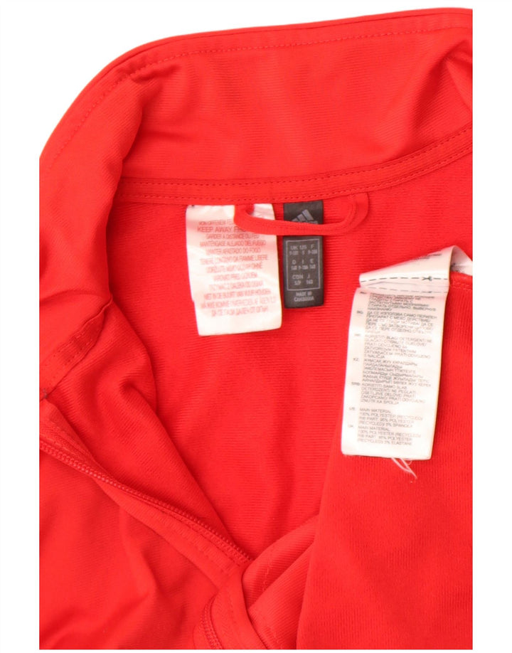 Adidas Boys Tracksuit Top Jacket 9-10 Years Red Polyester