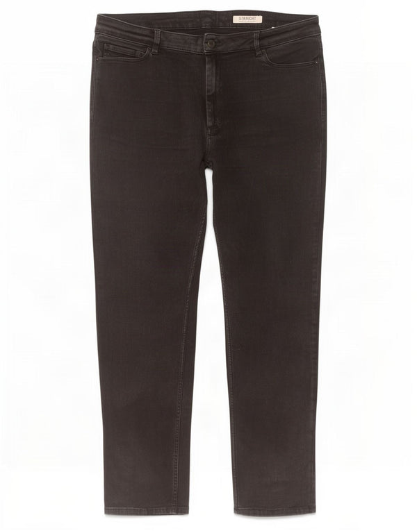 Marks & Spencer Womens Straight Jeans UK 18 XL W38 L30 Black Cotton