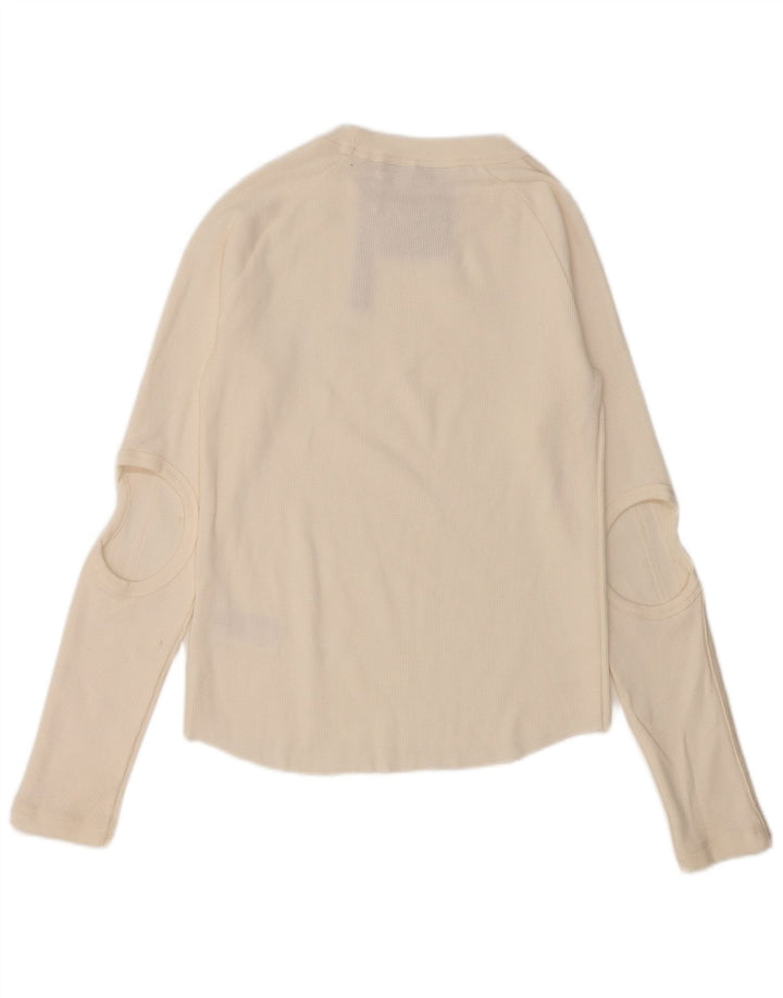 Adidas Womens Top Long Sleeve UK 8 Small White Cotton