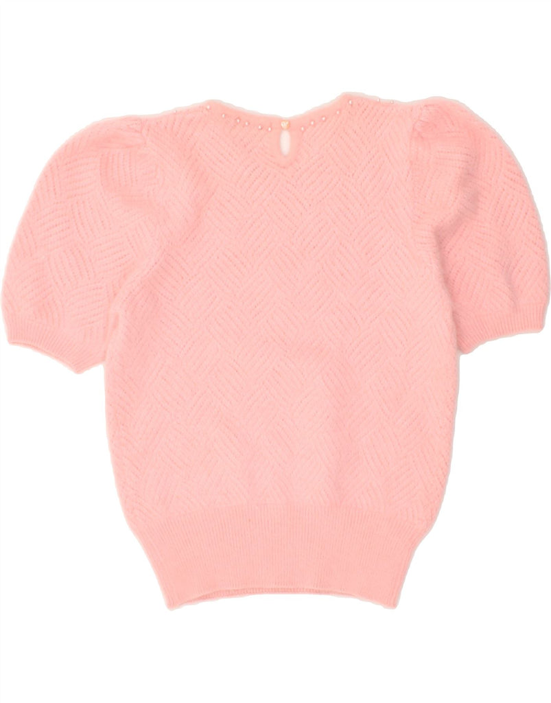 VINTAGE Womens Short Sleeve Crew Neck Jumper Sweater UK 12 Medium Pink | Vintage Vintage | Thrift | Second-Hand Vintage | Used Clothing | Messina Hembry 
