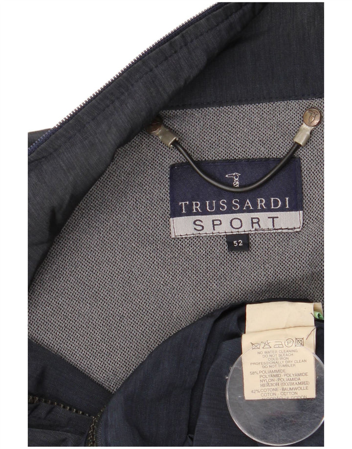 Trussardi Mens Rain Jacket IT 52 XL Navy Blue Polyamide
