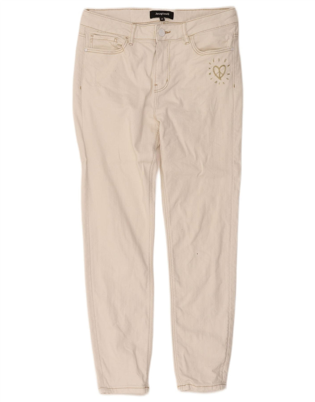 Desigual Womens Cropped Jeans W30 L25 White Cotton