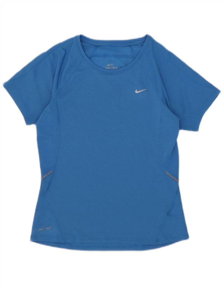 Nike Womens Dri Fit T-Shirt Top UK 8/10 Small Blue Polyester