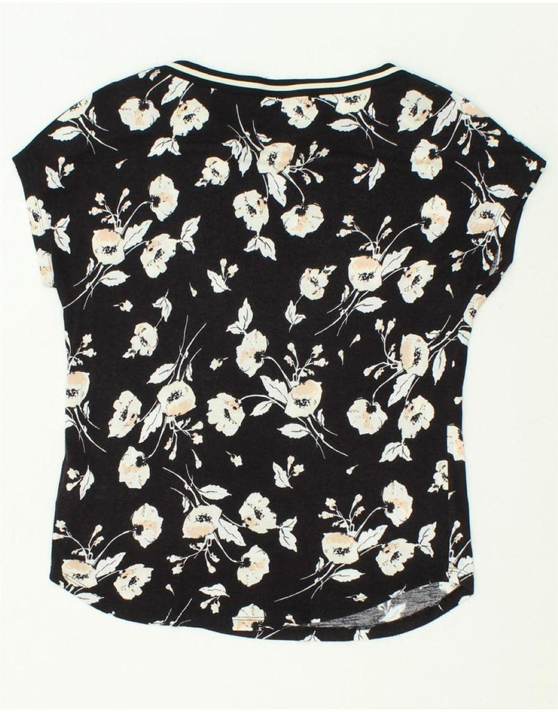 RALPH LAUREN Womens Blouse Top UK 10 Small Black Floral Viscose Vintage Ralph Lauren and Second-Hand Ralph Lauren from Messina Hembry 