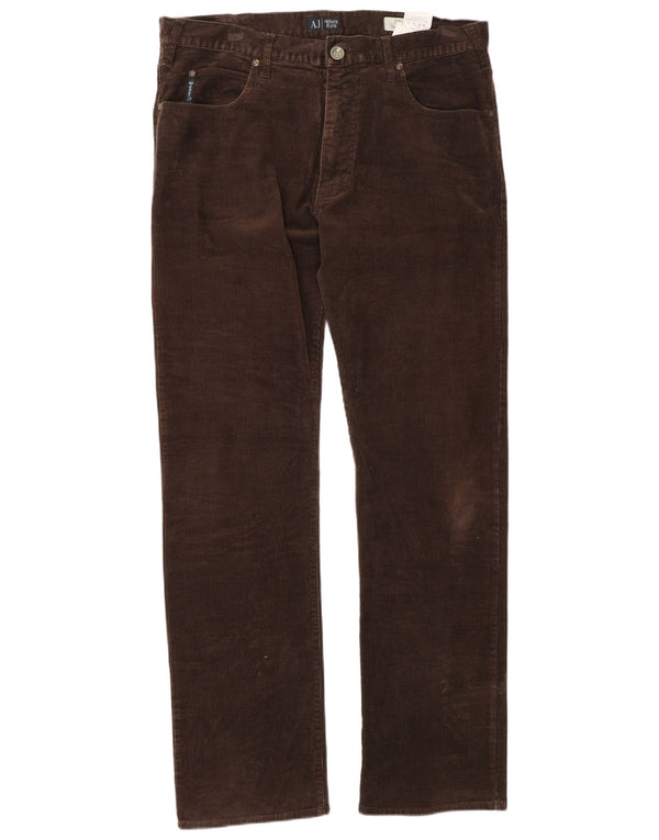 Armani Mens Regular Fit Corduroy Trousers W36 L34 Brown Cotton