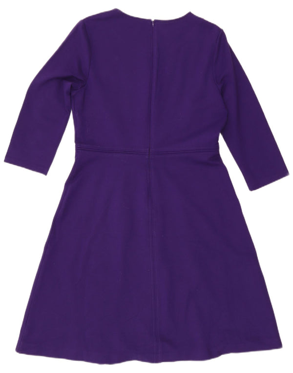 Hobbs Womens 3/4 Sleeve A-Line Dress UK 14 Medium  Purple Viscose