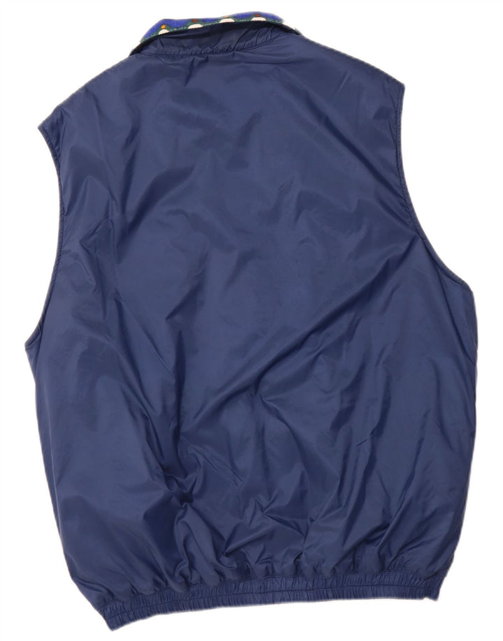 AMERICA Mens Reversible Gilet UK 40 Large Navy Blue Geometric Polyamide