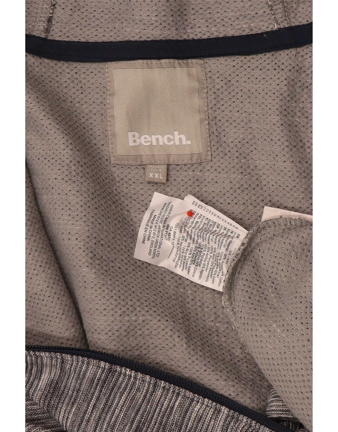 Bench Mens Zip Hoodie Sweater 2XL Grey Flecked Acrylic