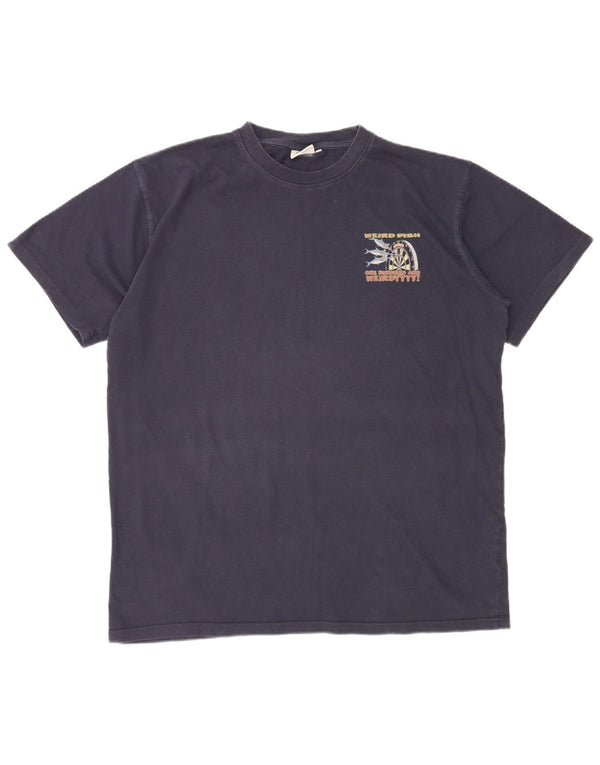 WEIRD FISH Mens Graphic T-Shirt Top XL Navy Blue Cotton
