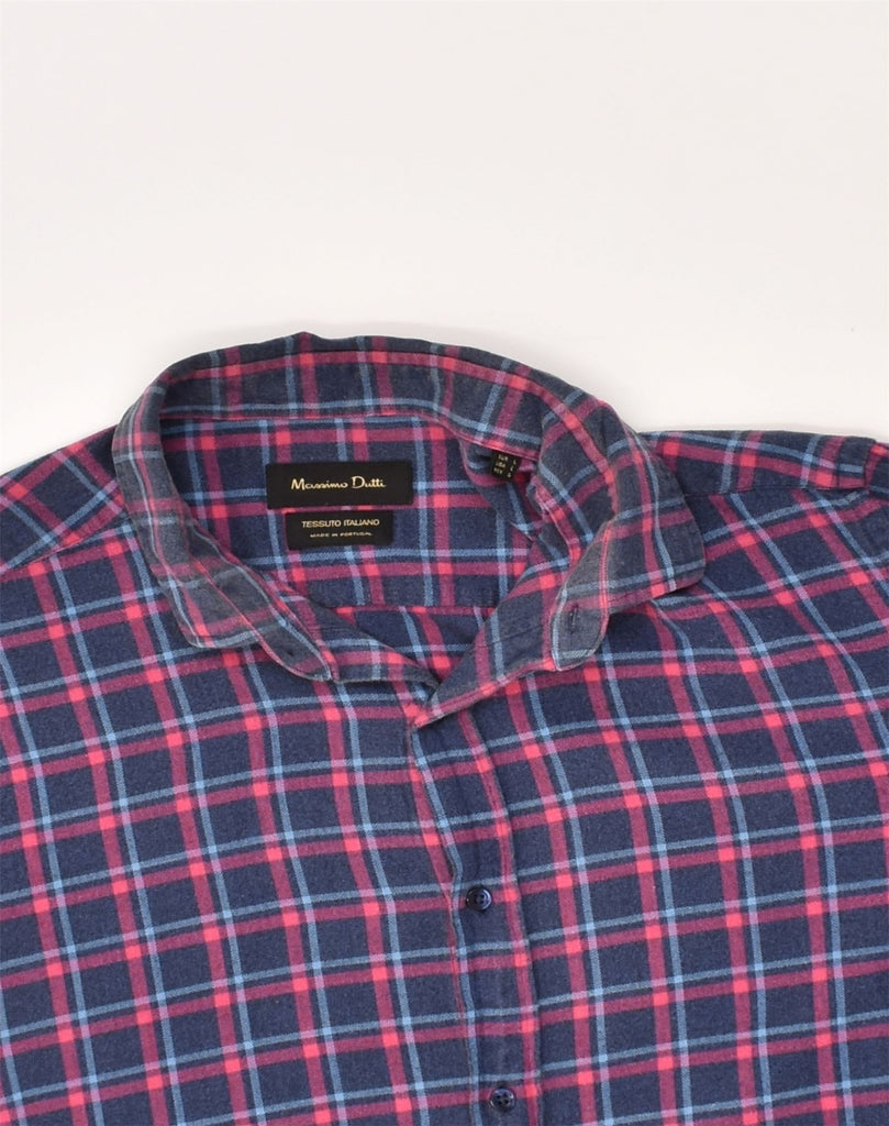 MASSIMO DUTTI Mens Shirt Large Navy Blue Check | Vintage Massimo Dutti | Thrift | Second-Hand Massimo Dutti | Used Clothing | Messina Hembry 