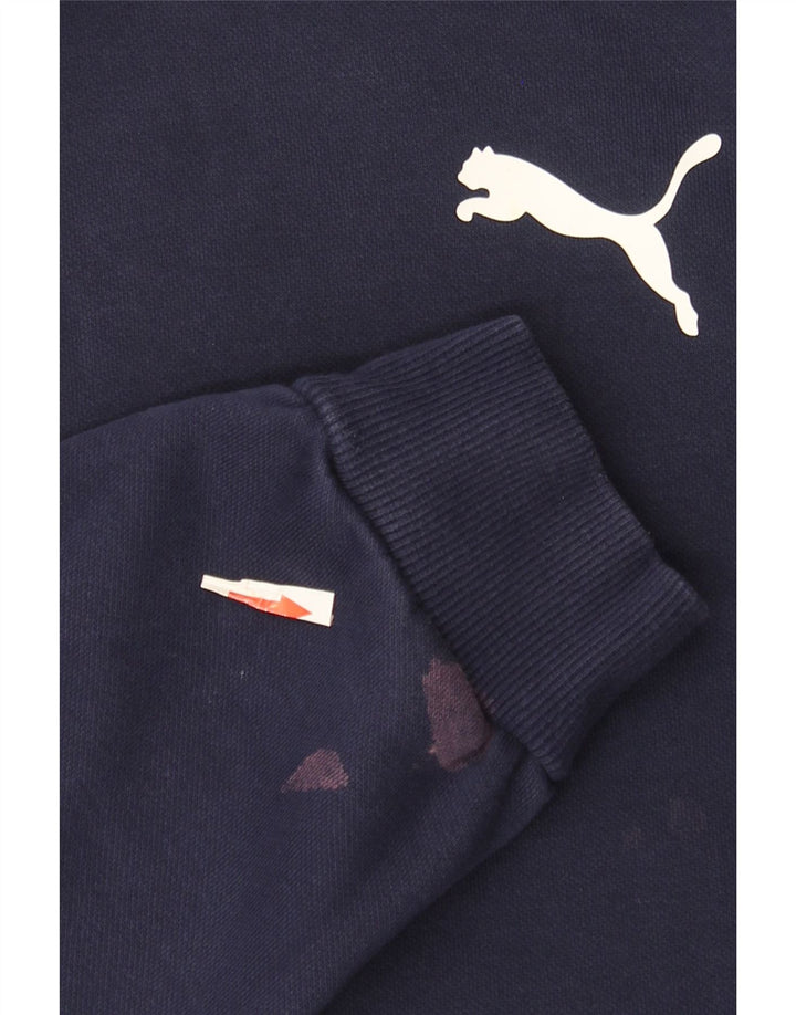 Puma Mens Hoodie Jumper Large Navy Blue Cotton