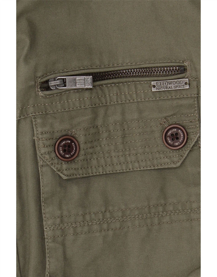 REDWOOD Mens Utility Jacket UK 40 Large Khaki Cotton