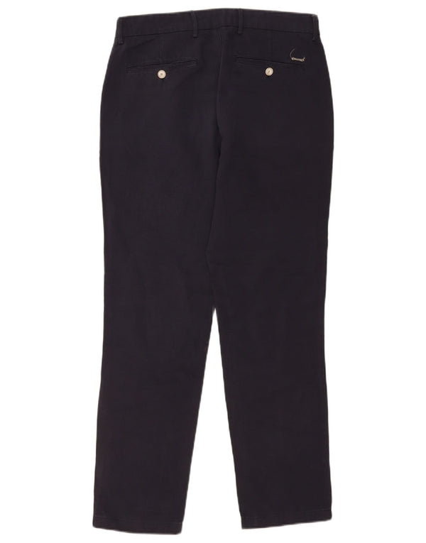 Massimo Dutti Mens Slim Chino Trousers EU 38 Small W30 L28 Navy Blue Linen
