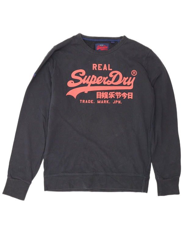 Superdry Mens Graphic Sweatshirt Jumper XL Navy Blue Cotton