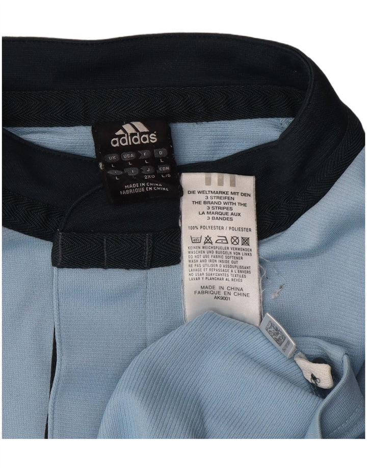 Adidas Mens Polo Shirt Large Blue Colourblock Polyester