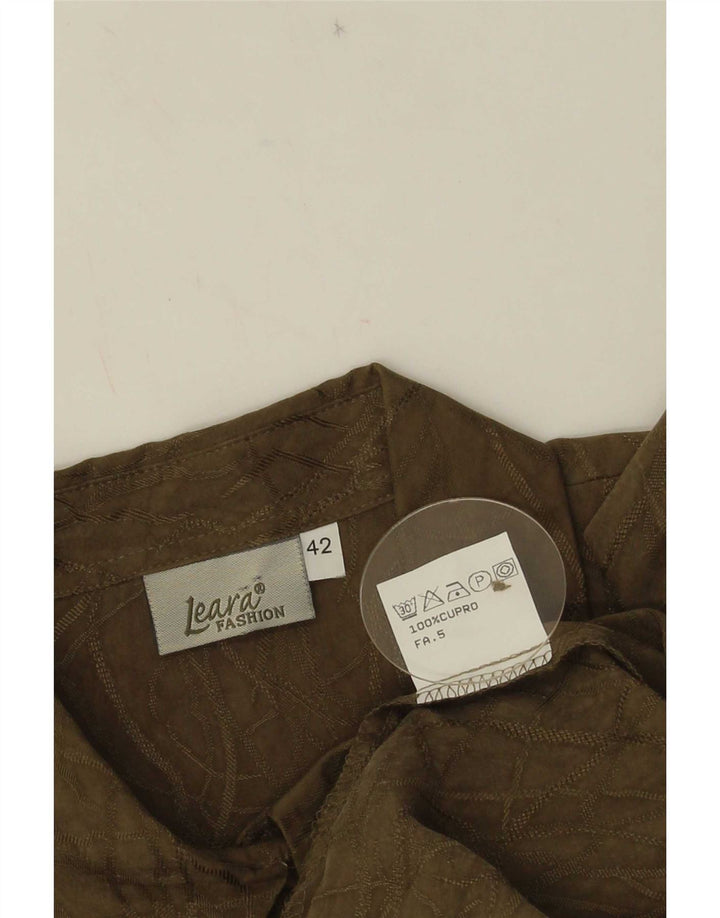 Leara Womens Abstract Pattern Shirt Blouse EU 42 Large Khaki Cupro