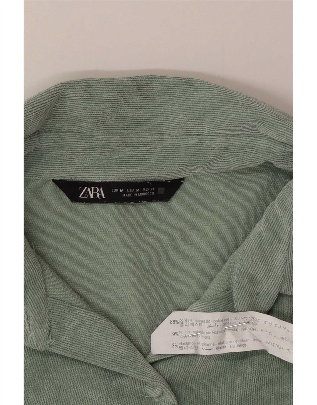 Zara Womens Oversized Corduroy Shirt UK 14 Medium Green Polyester