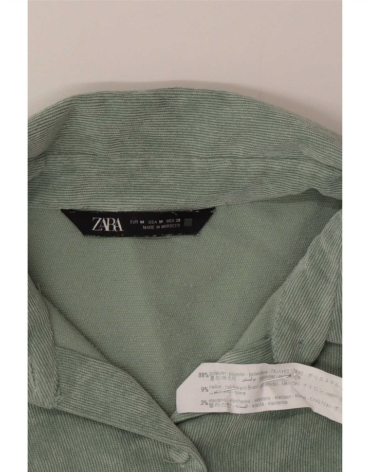 Zara Womens Oversized Corduroy Shirt UK 14 Medium Green Polyester