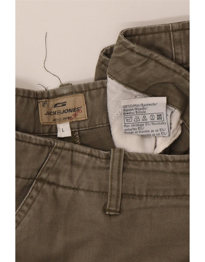 Jack & Jones Mens Cargo Shorts Large W34 Khaki Cotton