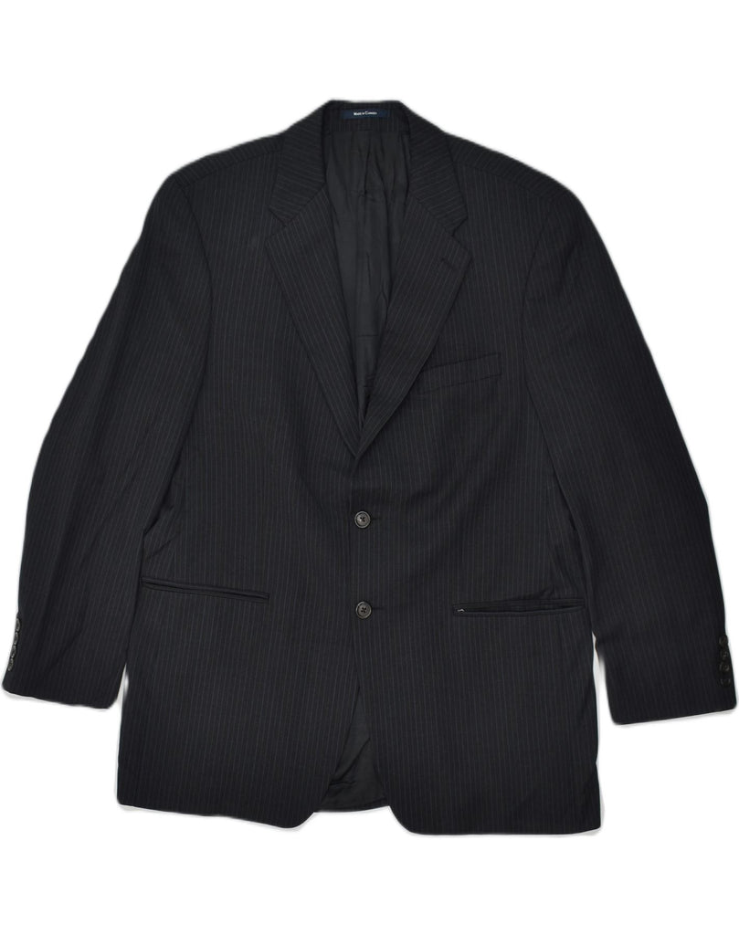 CHAPS Mens Slim 2 Button Blazer Jacket UK 42 XL Black Pinstripe Wool | Vintage Chaps | Thrift | Second-Hand Chaps | Used Clothing | Messina Hembry 