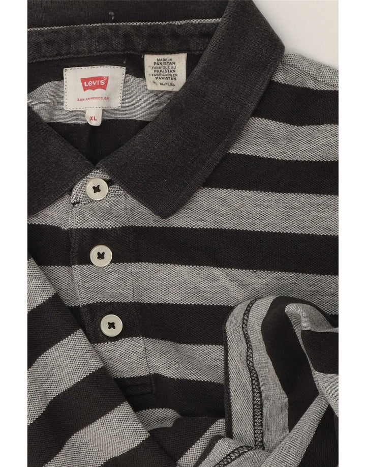 Levi's Mens Polo Shirt XL Grey Striped Cotton